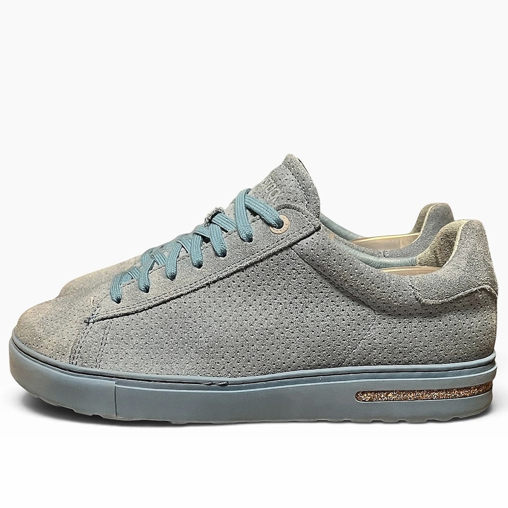 Birkenstock Bend Low Blue Grey Perforated Suede Sneakers Women 39 L8 M6 - Picture 4 of 16